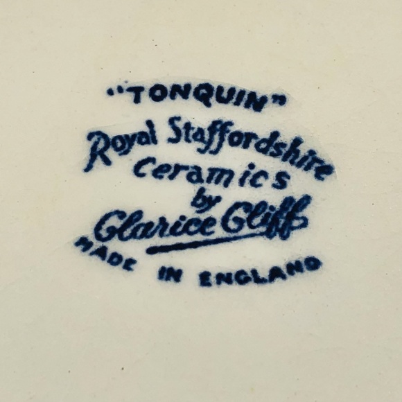 Tonquin Royal Staffordshire Clarence Cliff Blue Pitcher England 7” Ceramic 1960' - Picture 12 of 16